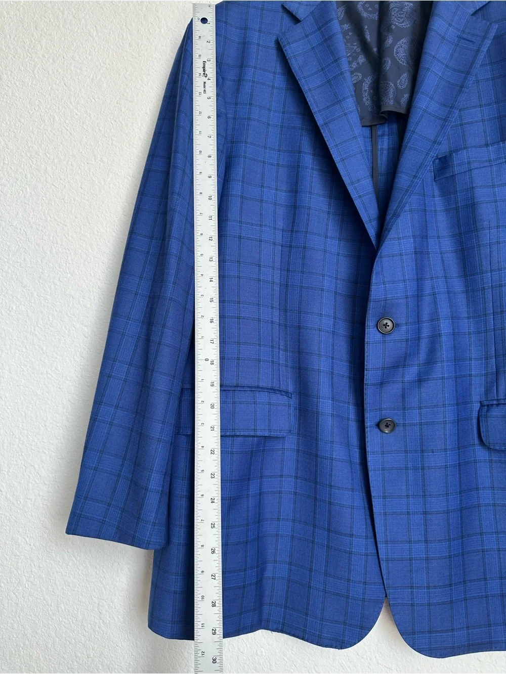 Robert Talbott Carmel Loro piana Wool blazer‎ blue plaid 46T s130 Sport Coat